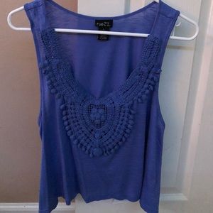 Rue 21 Blue croppy flow tank